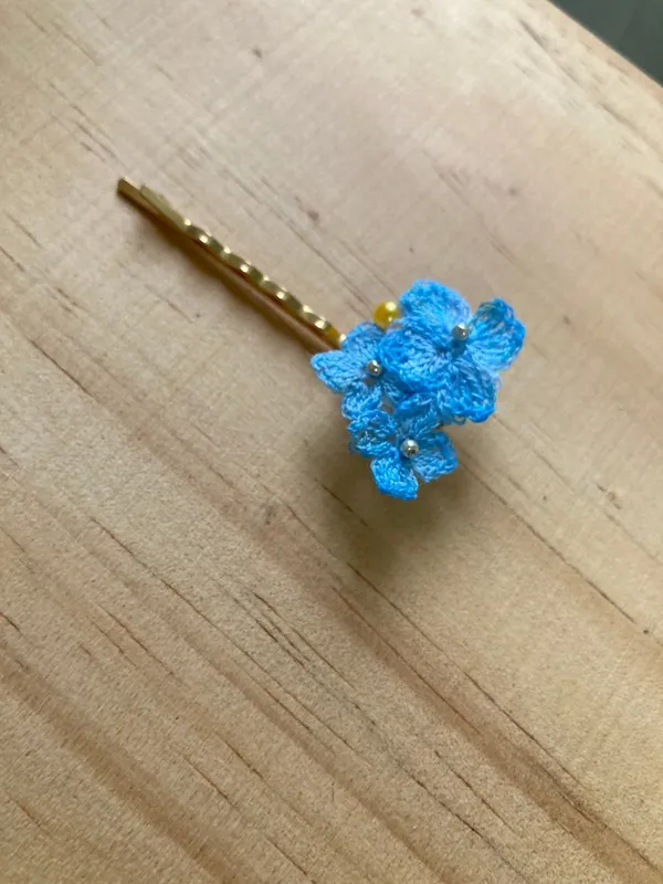 【手作飾品系列】 鉤針編織  紫陽花一字髮夾